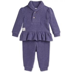 NEW Ralph Lauren Baby Cotton Shawl-Collar Sweater & Pant Set sz 6m